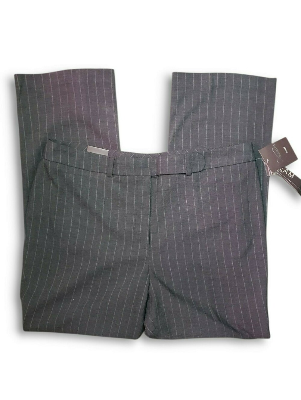 Jessica NWT Dream Fit Grey Pinstripe Wide Leg Plus Sized Dress Pants Size 18W